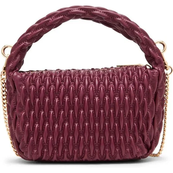 Women's Rounded Mini Chic Crocodile-Embossed Crossbody Cherry Lacquer